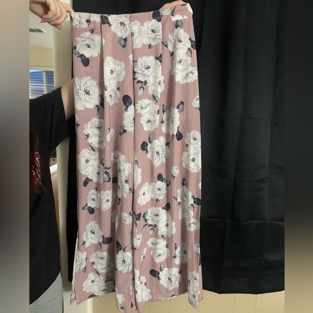 Floral Dress Pants with Slit